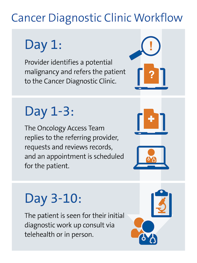 Cancer Diagnostic Clinic Worflow Graphic of the Cancer Diagnostic Clinic Worflow