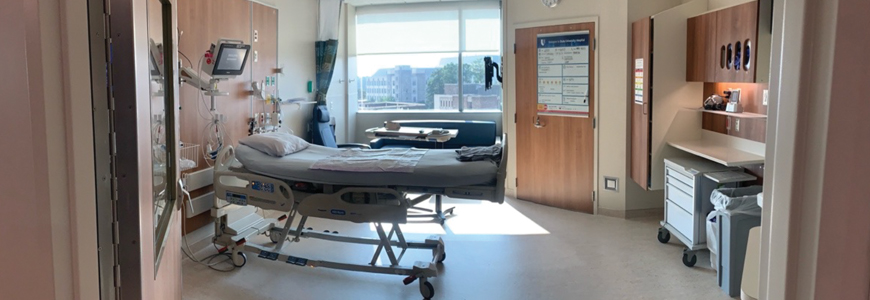 Patient room in Duke's abdominal transplant unit