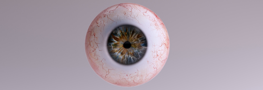 Human eyeball with pinpoint pupil