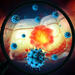 Magnifiying glass showing cancer in the colon, 3d Illustration