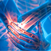 Medical X-Ray illustration of pain in elbow joint