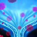 Bladder cancer medical concept as a urinary anatomical organ symbol with microscopic cancerous malignant cells spreading in the human body as a healthcare 3D illustration.