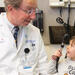 Duke pediatric specialist with a young male patient